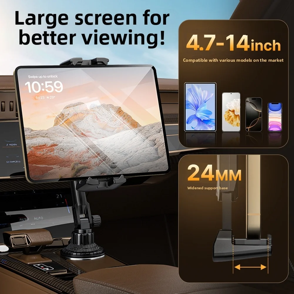 Vehicle Cup Holder Mount for Phones Tablets For 413 Inch Devices with Flexible Arm and 360 Degree Rotation Feature