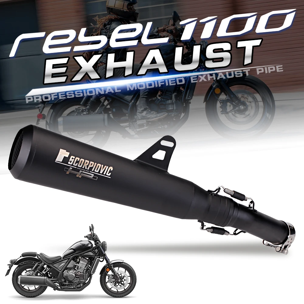 Motorbike For Honda Rebel1100 500 CMX500  2017 2018 2019 2020 Stainless Steel Muffler Exhaust Pipe Black Knight