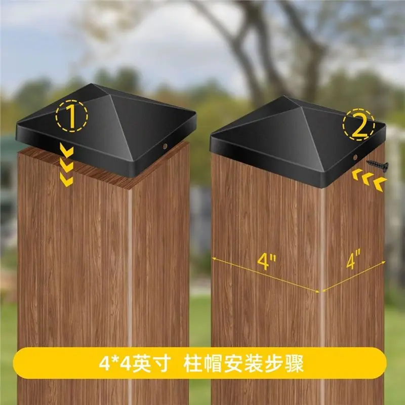 Metal Toppers For Fence, Deck And Mailbox Protection- Post Caps 6-Pack Wood For Fence Caps Covers