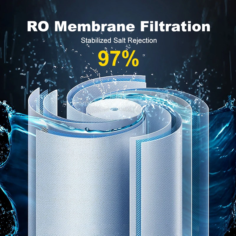 Purificador de membrana de ósmosis inversa para el hogar, filtro de tratamiento de agua potable, 1812-50G/75G/100G/150Gpd (2 piezas), cocina