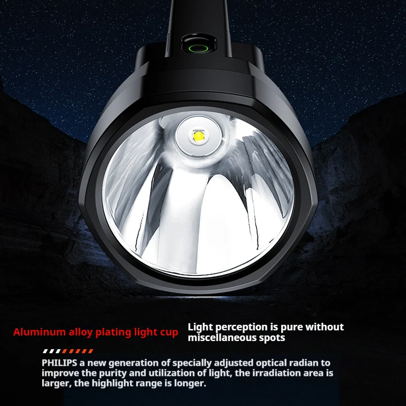 Philips lanterna led de alta potência, à prova d\'água, luz de trabalho, holofote externo, 4 modos de iluminação, recarregável, luz de acampamento