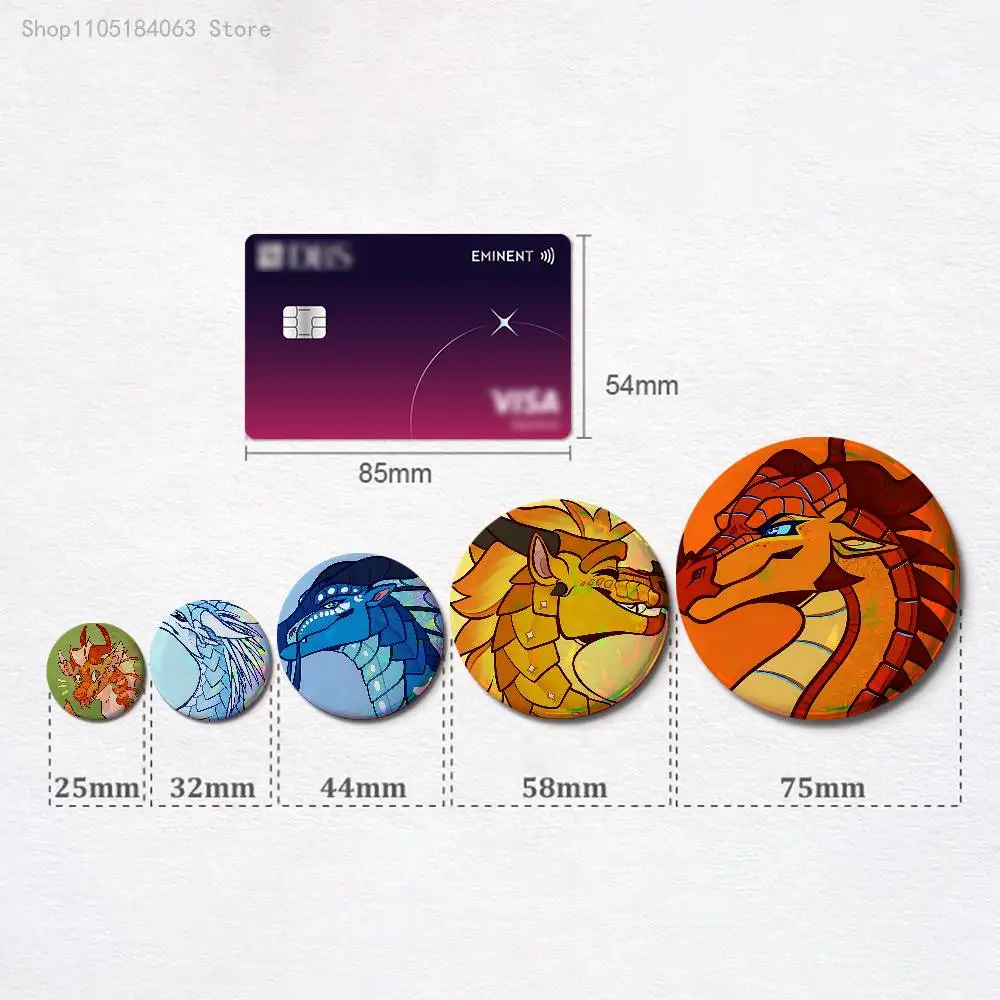 W-Wings of F-Fire Dragon Custom Badges 75mm 44mm 25mm Brooch Backpack Hat Enamel Pins Accessories Toys Gifts