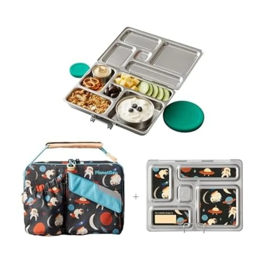 Rover Stainless Steel Bento Box Style Lunch Box Kit for with 5 Compartments Edition includes Insulated Lunch Bag, Leakproof Foo