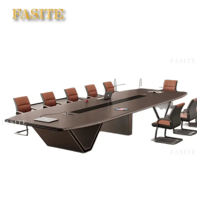 For Modern Office Light Luxury High End Paint Conference Table Large Negotiation Long Table Simple Fashion Desk Chair