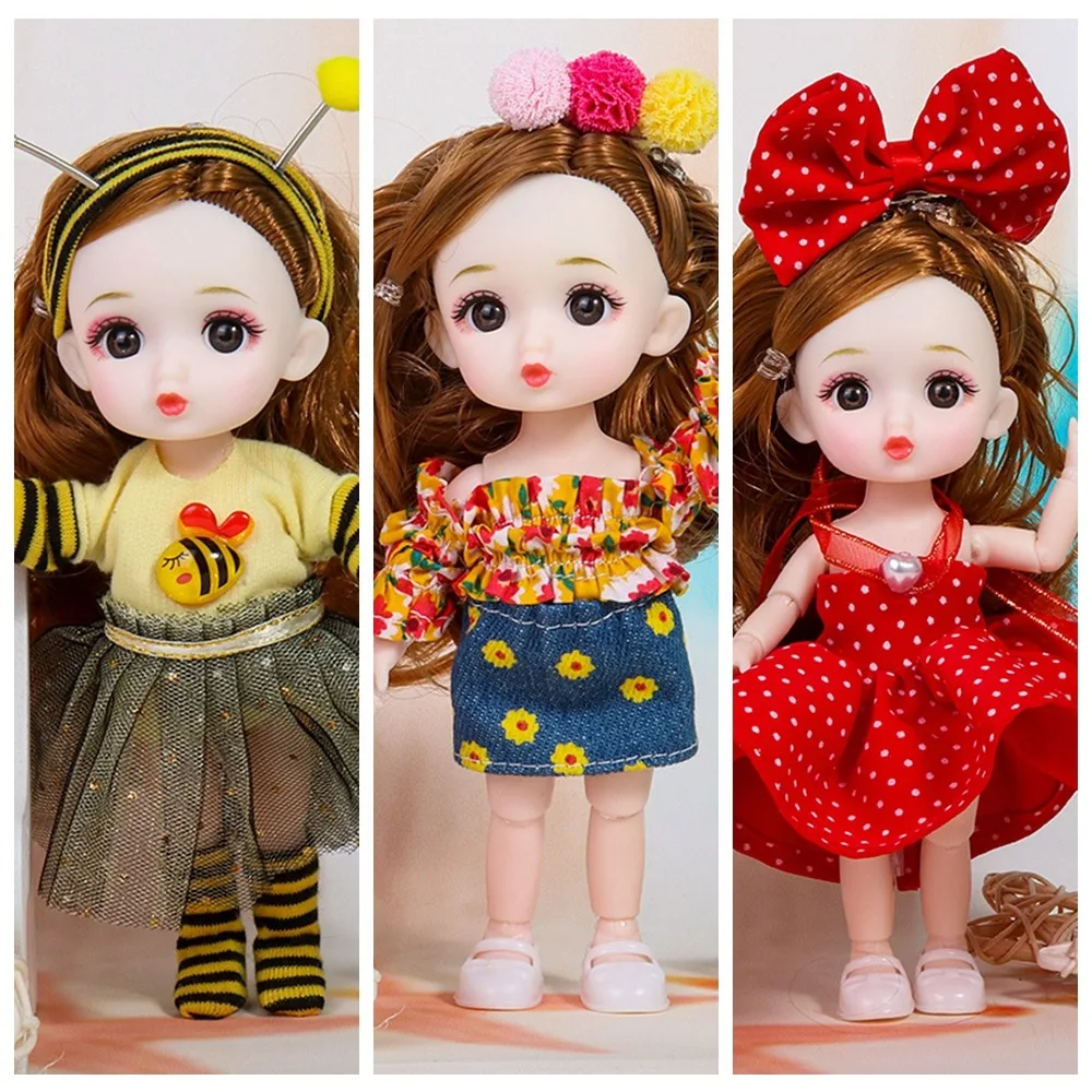 

Full Set Doll Big Eyes 16cm BJD Doll 1/12 Scale 16cm Figure Cute Face BJD Doll Movable 13 Joints Movable BJD Doll Girl Toy