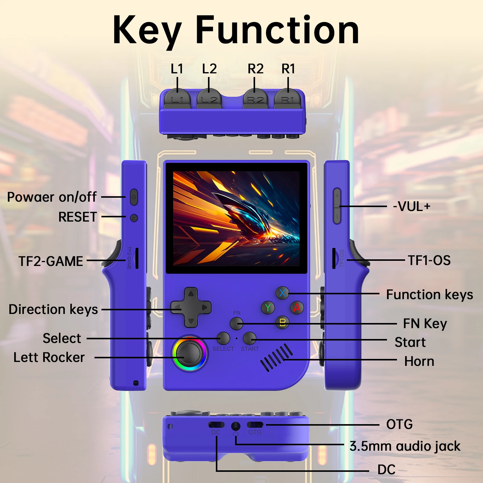 XGB36 128GB 15000 Game Retro Game Handheld Console Open Source for Linux System 30+ simulator 3D joystick for PSP/PS1/SFC/GBA