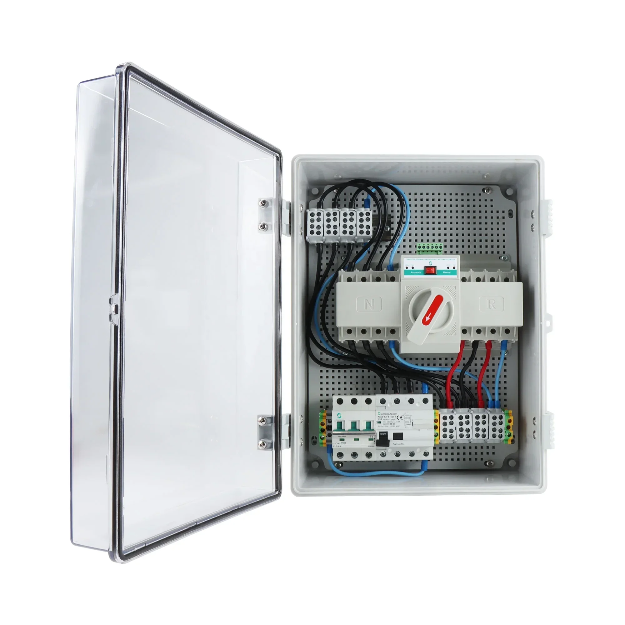 

XL-MG 400*300*180mm Plastic Box With Transparent Cover Ac Power Junction Box Combiner Box/ATS+MCB+RCCB B Type
