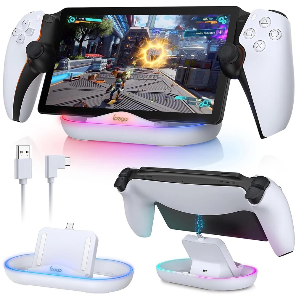 Charging Dock Station for PS5 Portal Game Console with RGB Light Charger Stand for PlayStation Portal Gaming Accessories