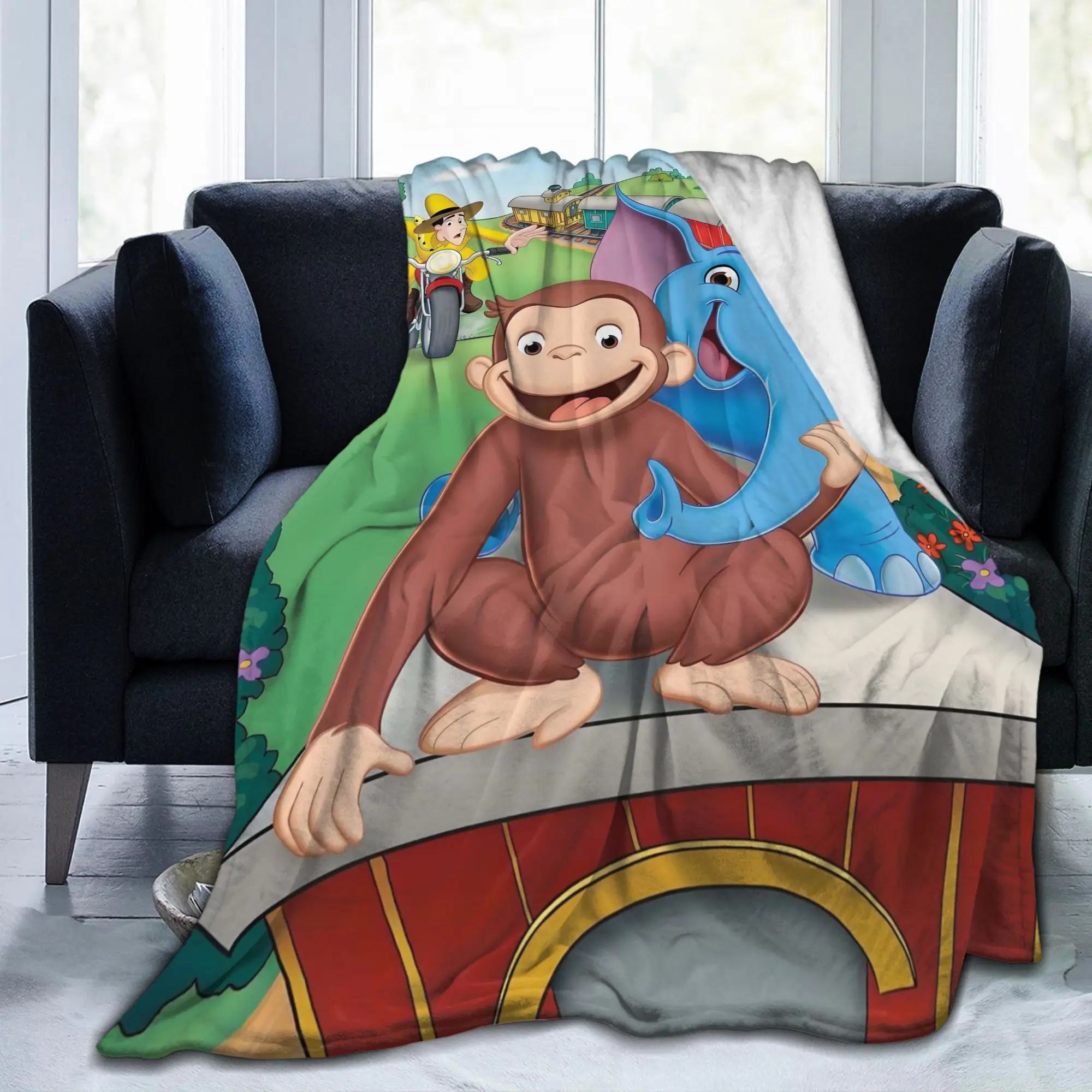 Custom Adventure C-Curious G-Georges Blanket 3D Print Soft Flannel Fleece Warm  Throw Blankets for Home Bed Couch Quilt