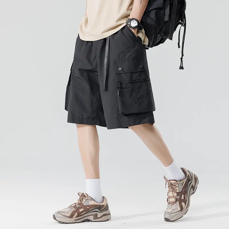 Men's Summer Waterproof Loose Casual Sports Outdoor Track Multi-Pocket Quick Dry Cargo Shorts Short Pants Man Gym Fitness Shorts