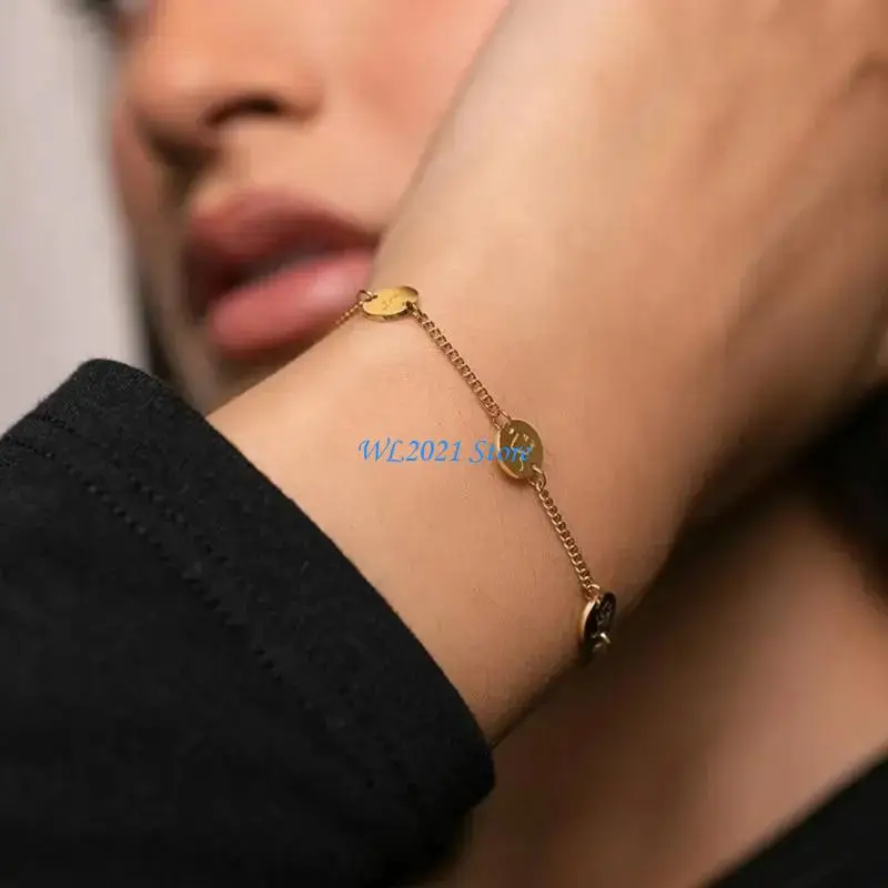 

G5GC Pendant Bracelet Arabic Coin Bracelet Stainless Steel Material Wrist Jewelry