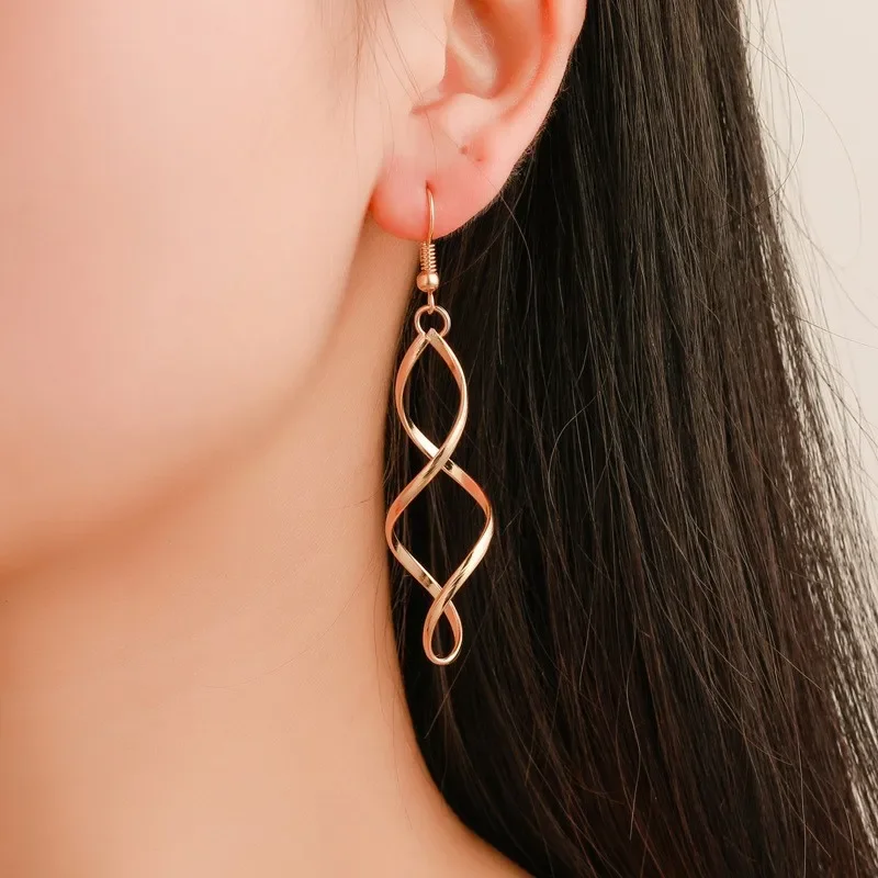 European and American Creative Trend Spiral Curved 8-Shaped Pendant Earrings for Women Wave Wholesale Girl Gift Brincos