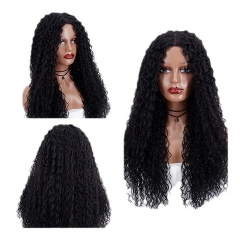 - , Latin American , wool long , African wig, middle-parted curly hair