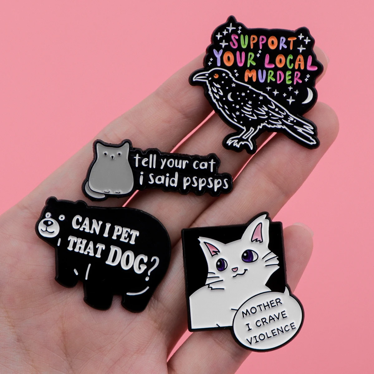 Cute Black Cat Enamel Pin Funny Bear Brooches for Women Men Lapel Pins Cartoon Badges Clothes Accessories Animal Jewelry Gifts
