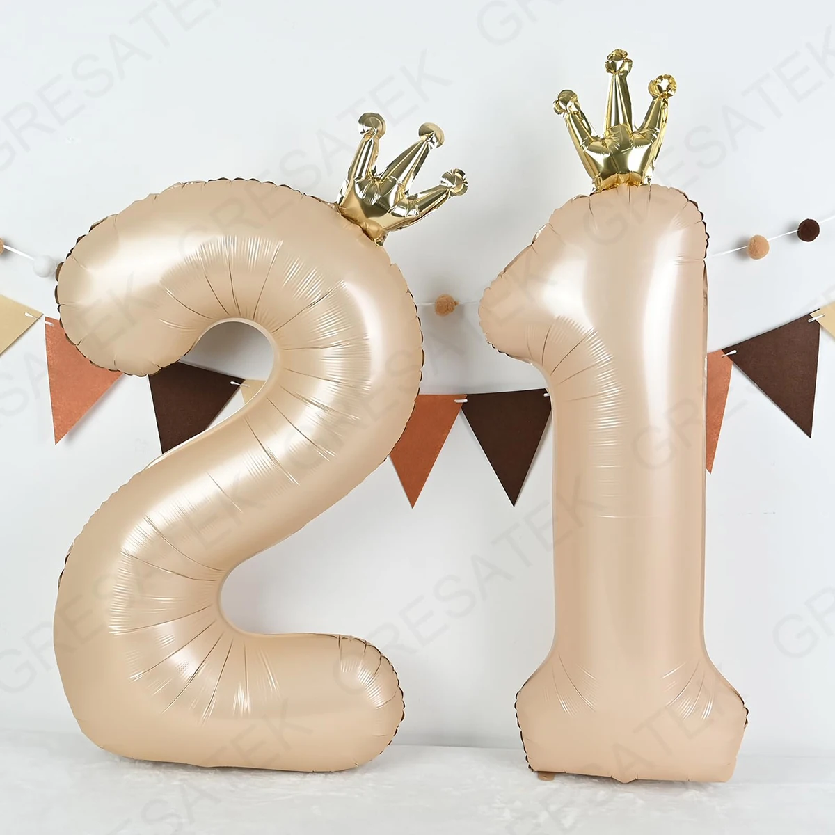 

40" Caramel Aluminium Inflatable Balls Crown Numbers Birthday Anniversary Holiday Celebration Accessories