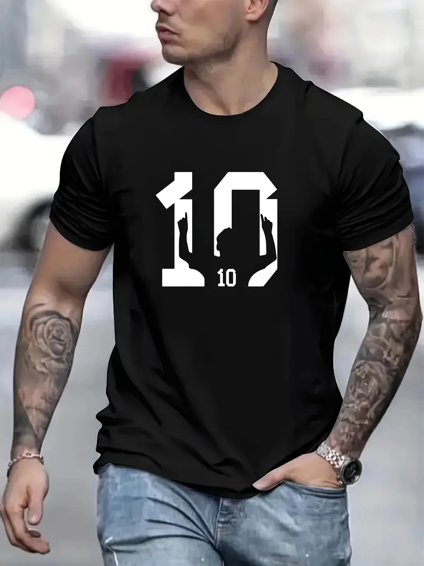 

10 Print Men's Round Neck T Shirt Simple Tee Street Style T-Shirt Comfy Breathable Soccer Sports for Spring Football Clothing