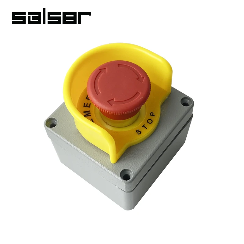 1P 22mm Emergency Stop Reset Momentary Push Button With Aluminun Shell Waterproof For Lift Elevator Control