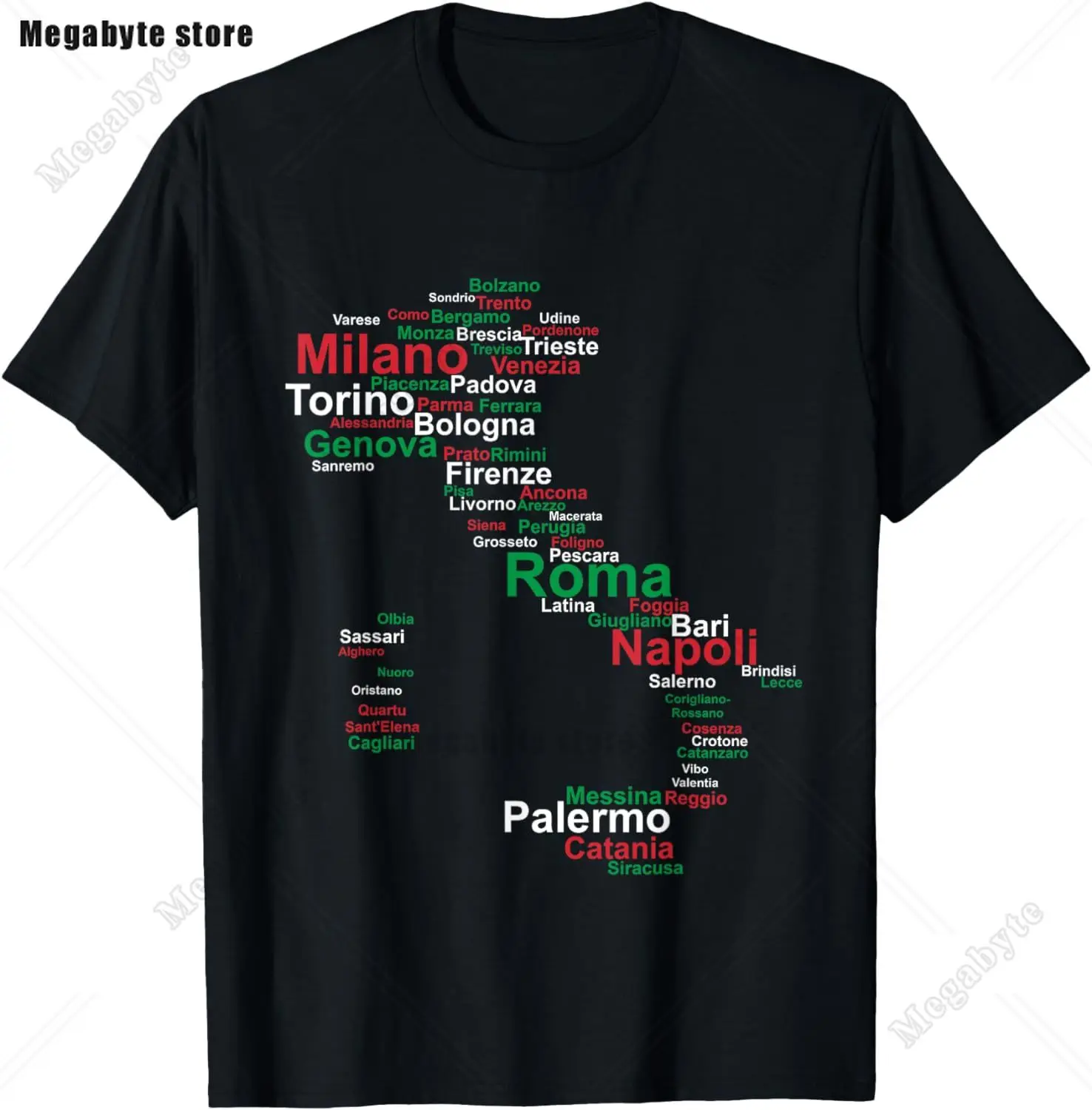 Italia T-Shirt Italy Flag Coat of Arms Tee Shirt Repubblica Italiana Italian Heritage Vintage T Shirt Guys Streetwear Crew Neck