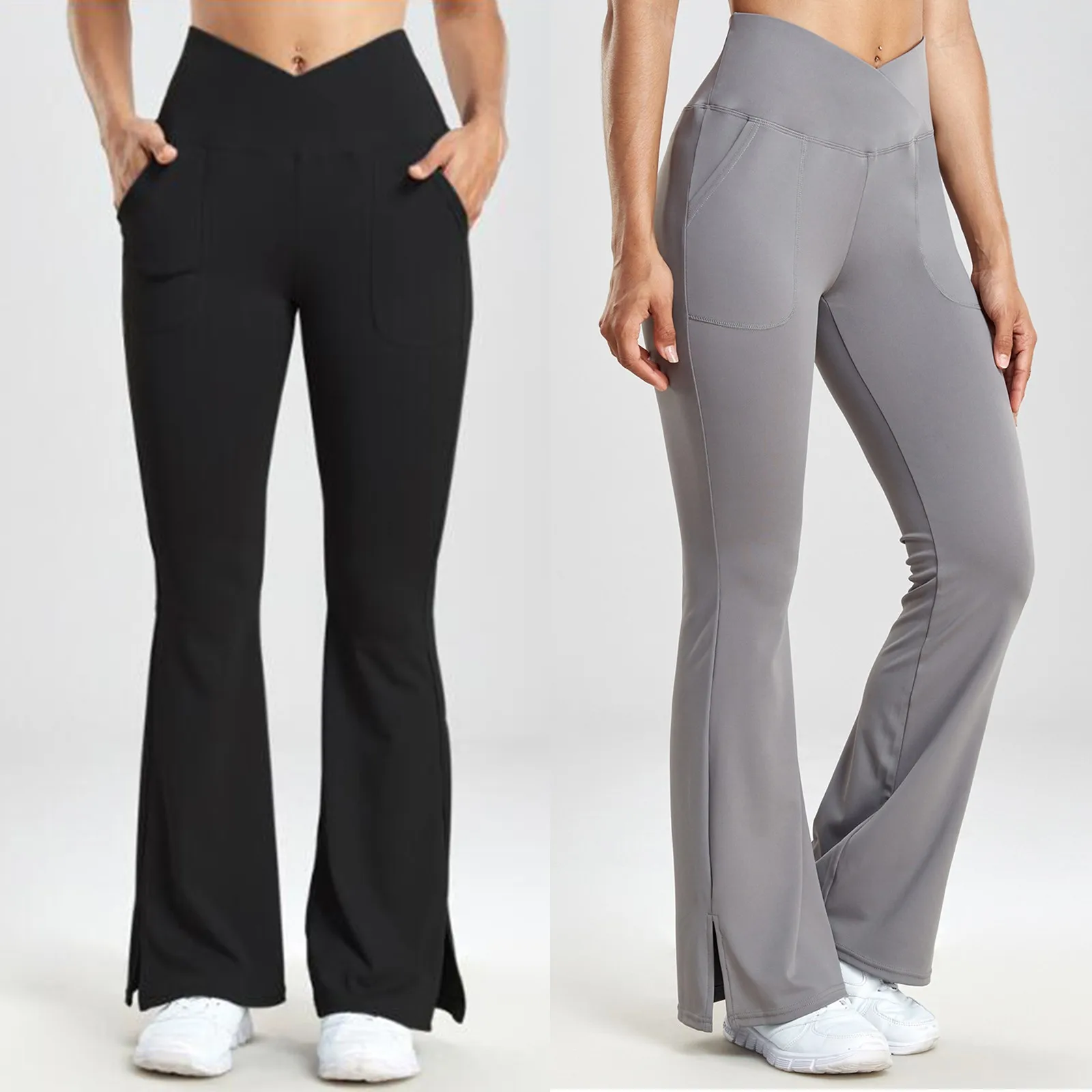 Women Nude Tight Dance Wide Leg Pants With Raised Hips And High Waist Casual Flare Pants Fitness Sports plus Size Pants Women