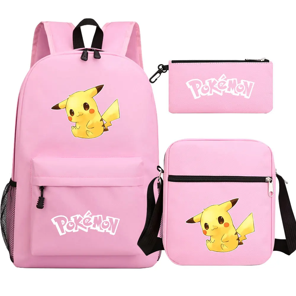 Pokemon Pikachu Backpacks 3Pcs Set Boys Girl School Backpack Students school bag Teens Large capacity Cartoon Mochila Infantil