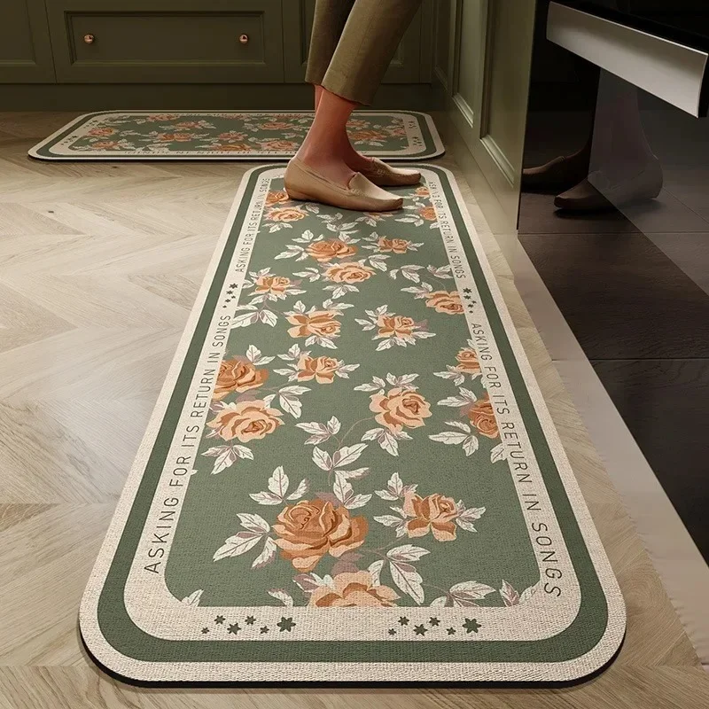 Kitchen Carpet Floral Modern Balcony Anti-fouling Anti-slip Floor Mat Sink Waterproof and Oil-proof Wipeable Rug Ковер Tapis 러그