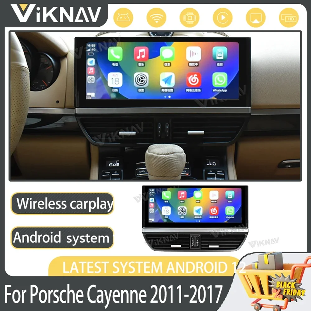 

Viknav Touch Screen Car Radio For Porsche Cayenne (2011-2017) 12.3inch Carplay Multimedia Player Auto Stereo GPS Navigation