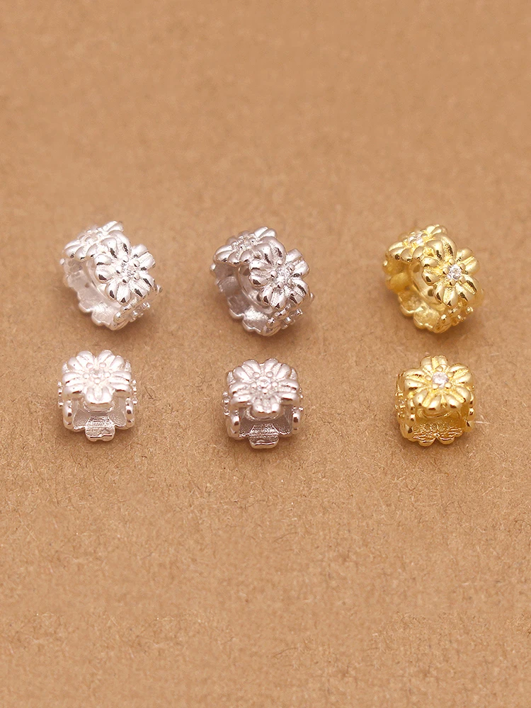 

Браслет из стерлингового серебра S925, ювелирное изделие, ручная работа, с кристаллами, морским синим топазом, цирконием, инкрустированный бриллиантами, с цветочным спиральным бусинным декором...