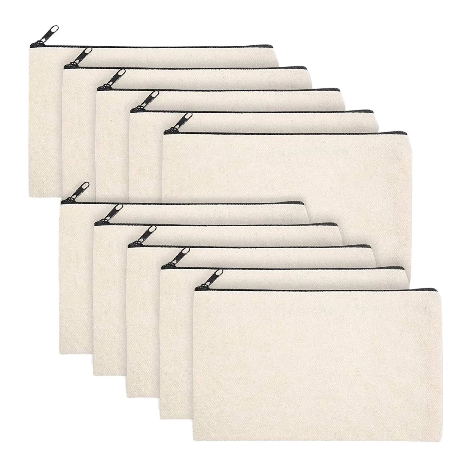 Imagem -01 - Canvas Pencil Bolsa Faça Você Mesmo Craft Bolsa Pen Case em Branco Maquiagem Bolsa Cotton Cosmetic Bolsa Travel Bolsa 10 Pcs em Branco canvas pencil bolsa faca voce mesmo craft bolsa pen case em branco maquiagem bolsa cotton cosmetic bolsa travel bolsa 10 pcs em branco 01
