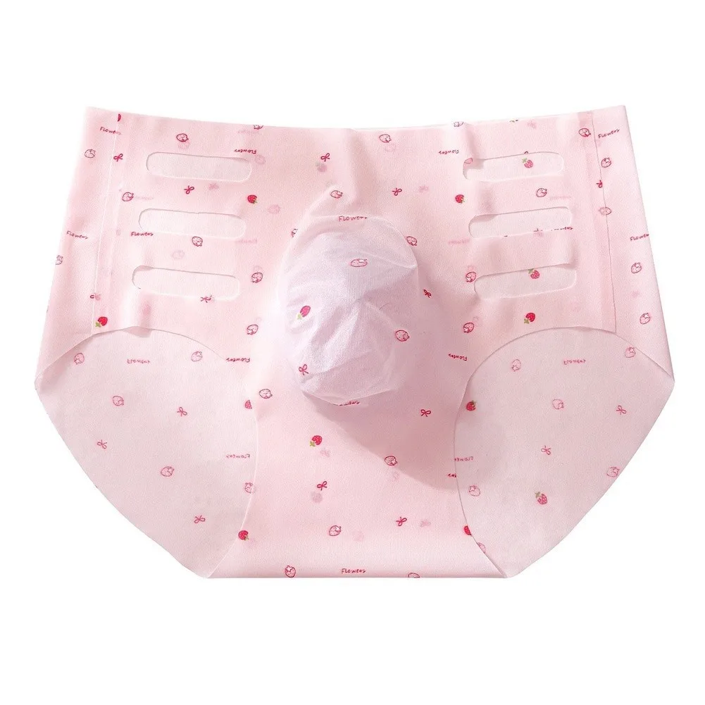 1pc Men Ultra-Thin Ice Silk Briefs Quick Drying Underwear 3D Bulge Pouch Print See Through Pantie Comfortable Breathable Briefs