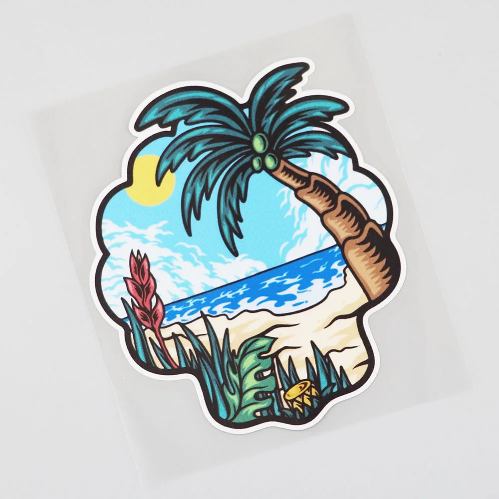 N275#Cartoon Beach Coconut Tree Creative Decal PVC Car Sticker Car Accessories Pegatinas Para Coche DIY Car Styling
