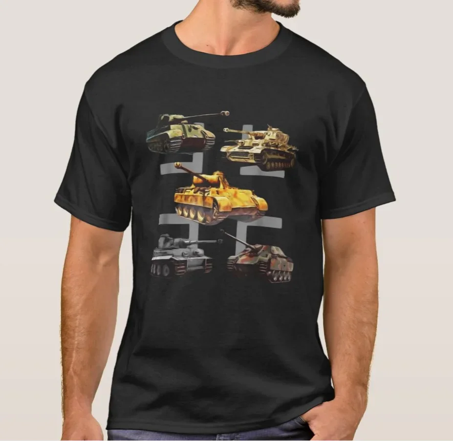 WWII German Panzer Panther Jagdpanther Tiger 1 Tiger 2 Tanks T-Shirt 100% Cotton O-Neck Summer Short Sleeve Casual Mens T-shirt