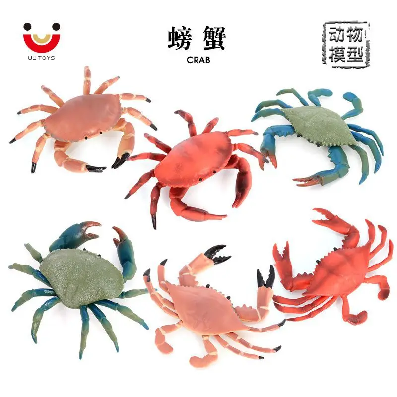 Simulation marine seabed animal model blue red swimming crab children's cognitive toy scene ornament