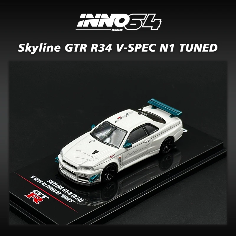 INNO en Stock 1:64 Skyline Gtr R34 V Spec N1 sintonizado Mine's Diecast Diorama colección de modelos de coches juguetes en miniatura