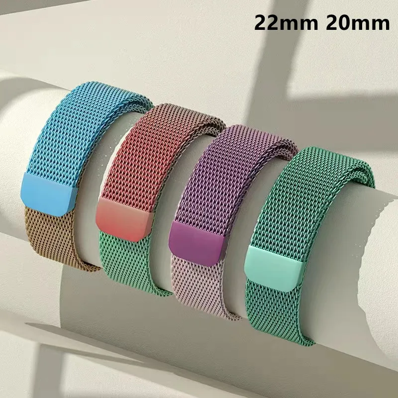 20mm 22mm Milanese band For Amazfit GTS/GTR-4-3-2-2e-Mini-Pro/stratos 3-2 Metal Loop Bracelet huawei/Amazfit bip-U-S-3-Pro strap