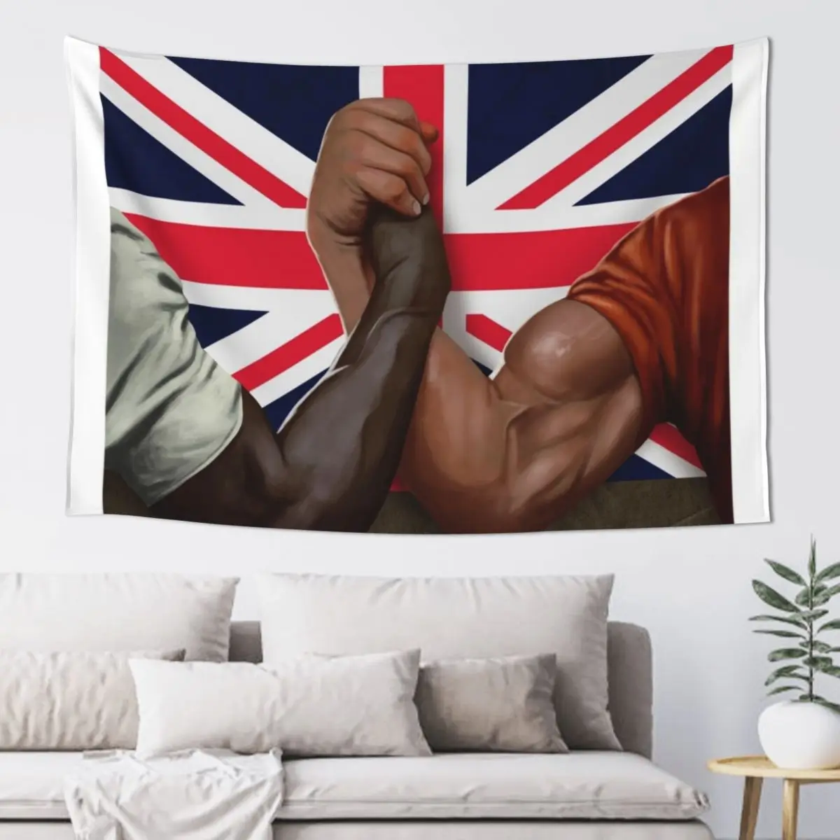 

Arnold Predator Handshake UK Flag Tapestry Decor For Bedroom Decorative Wall Tapestry