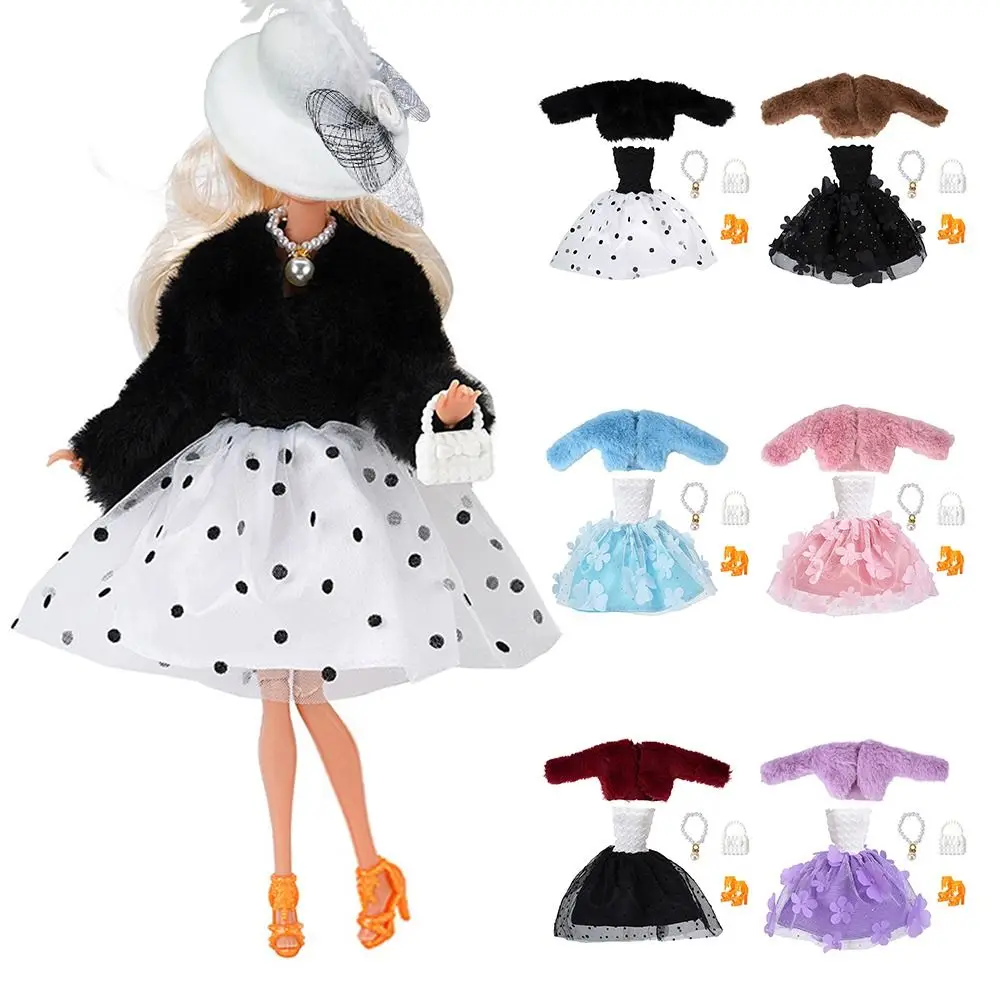 1/6 /30CM/11" Doll Clothes Multicolor Doll Accessories Doll Overcoat Dress Set Gauze Flower Dress Changing Dress Game