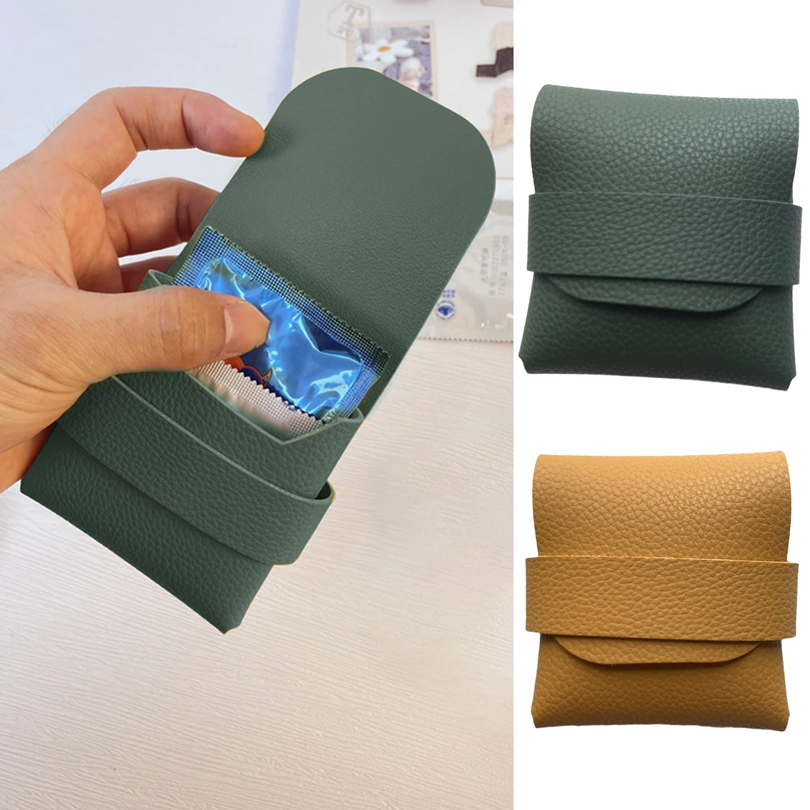 PU Leather Condom Box Compact Elegant Travel Condom Small Purse Secure Condom Carrying Case Discreet Design Protects 3-4 Condoms