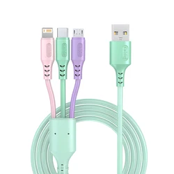 3 In 1 5A Charge Cable Cord For iPhone Xiaomi Poco Micro USB Type C Charger Cable Multi Port Multiple Usb Charging Wire Line