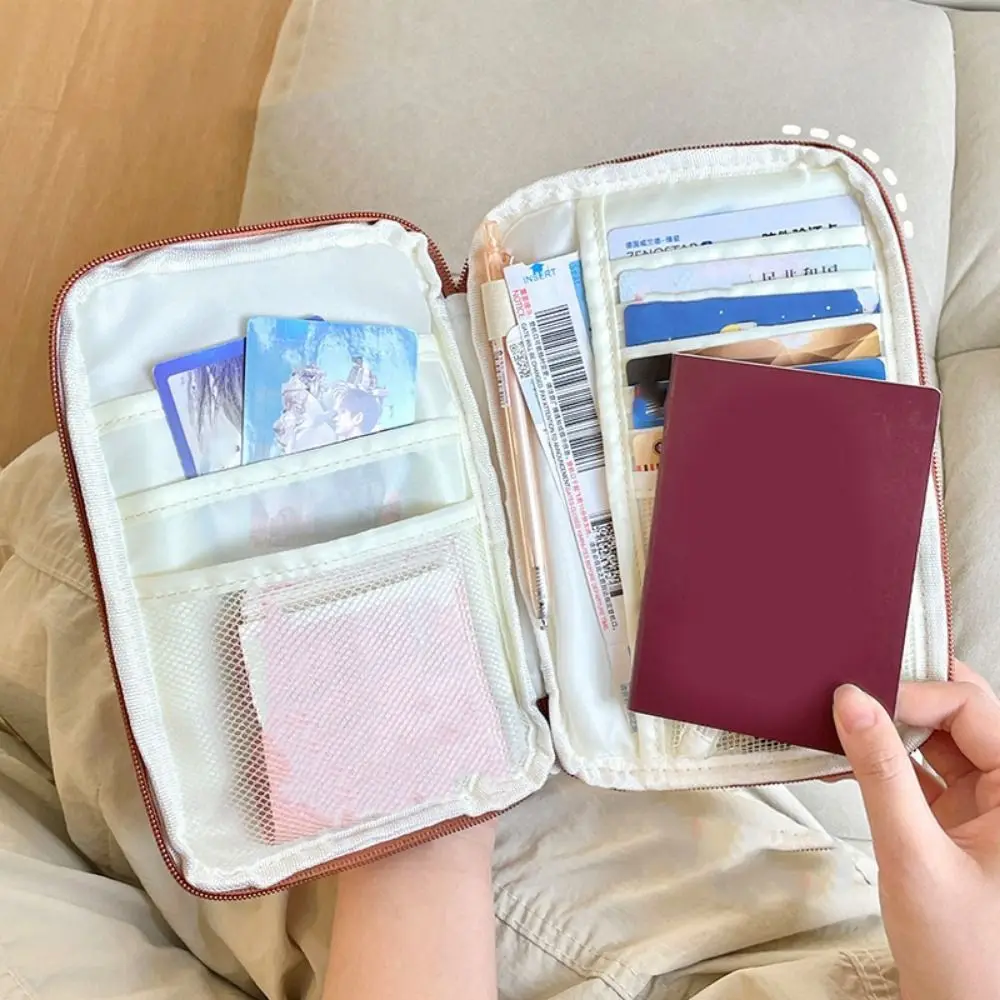 

Polyester Fiber Cute Document Bag Large Capacity Waterproof Documents Passport Organizer with Handle Passport Holder Daily Use