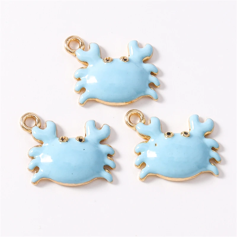 Duarte 20 Teile/los Nette Bunte Emaille Tier Krabben Charms Anhänger Fit Halsketten Ohrringe Armbänder DIY Handwerk Schmuck Machen – Detail 7