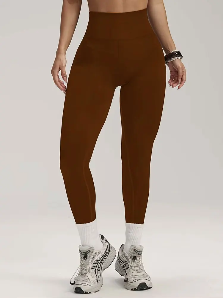 Peach Butt Brown High Waist Yoga Pants Women's Lightweight Fitness Butt Lifting Lightweight Active Trousers Pilates Yoga Apparel