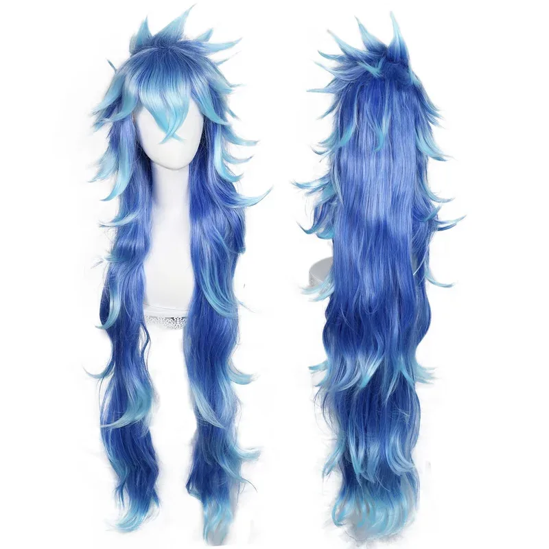 

xixixi Idia Shroud Cosplay Hercules Hades Synthetic Hair Halloween Men Women Unisex Role Play Mixed Blue Long + Wig Cap