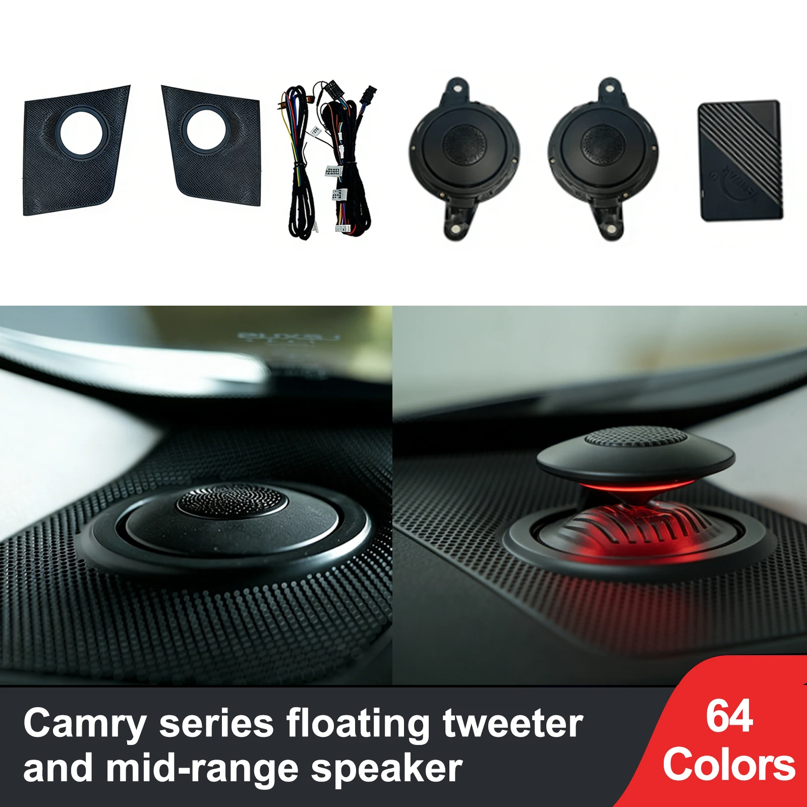 

OEM For Toyota Camry 2018-2023 Motorized Floating Dash Speakers128-Color LED Ambient Light Retractable Tweeters Plug & Play