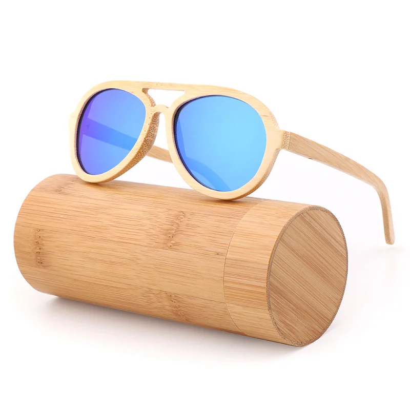 

Vintage Primary Bamboo Sunglasses Bamboo Frame UV400 High Quality Ultimate Protection Handmade with Wooden Case Designer Fashion