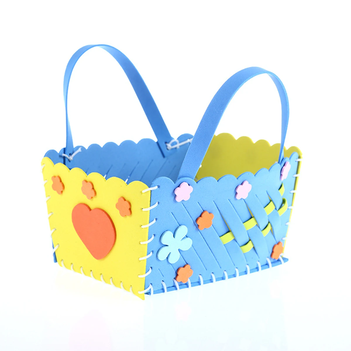 3 set Diy Eva Flower Basket Material Set Colorful Handbags Sewing Kits For Kids Preschool Parent-Child Projects Includes Needle