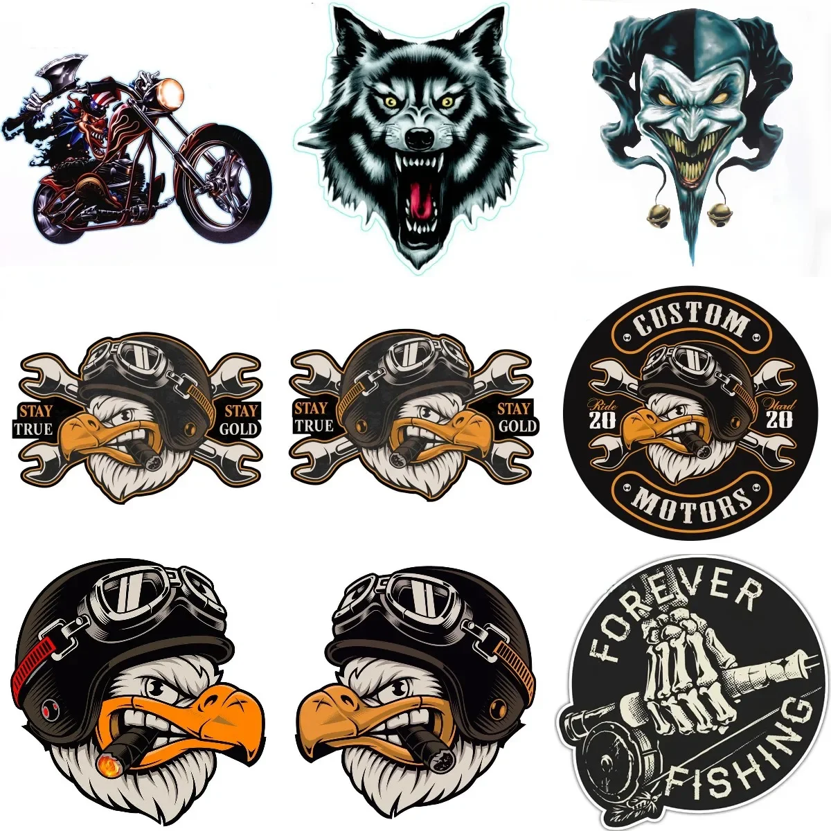 

Creative Fishing Custom Motors Stay True Logo Eagle PVC Sticker for Decorate Camper Van Bicycle Car Window Glass Off-road Wall