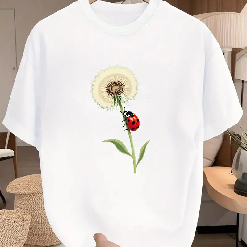 2026 New Summer A New Best-selling Short-sleeved T-shirt for Women's Wear with Printed  Plant Flowers Aesthetic Streetwear Tops