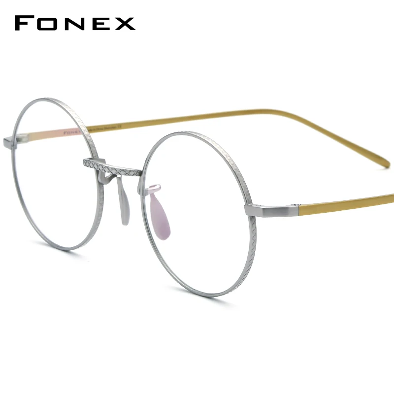 

FONEX Pure Titanium Glasses Women Colorful Retro Round Eyeglasses Men 2022 Vintage Eyewear F85718