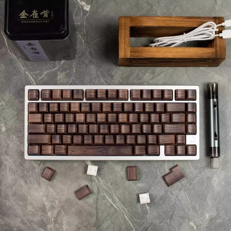 Walnut Translucent Keycap Set PBT 136Key Cherry Profile Game Custom Personalized Key Caps for Wooting Mechanical Keyboard Gift