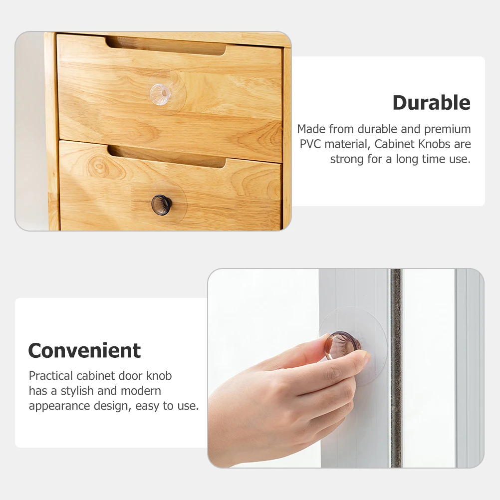 

6pcs Pvc Adhesive Cabinet Knobs Modern Stick On Handles For Kitchen Drawer Wardrobe Cupboard Diy Decorative Pulls